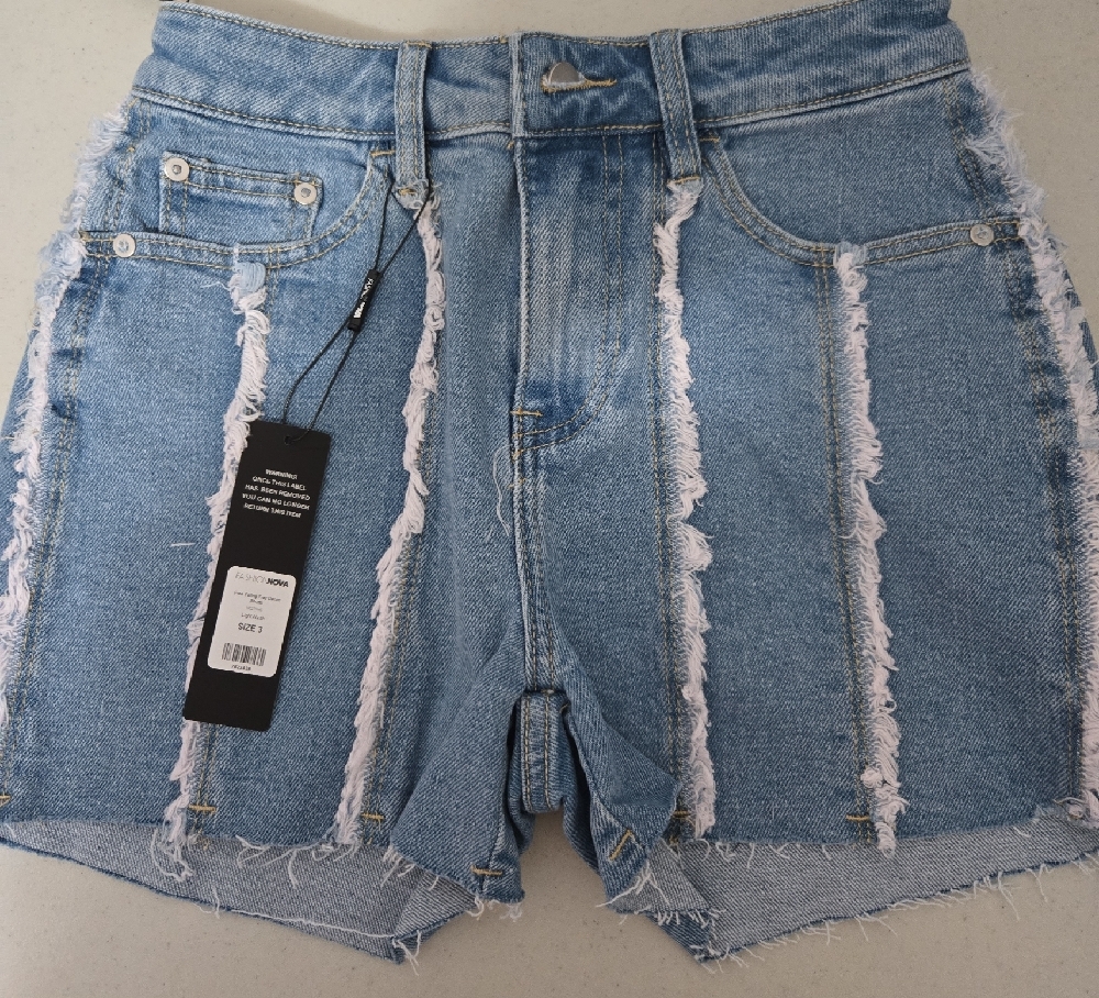 Denim Blue Frayed Women's Shorts